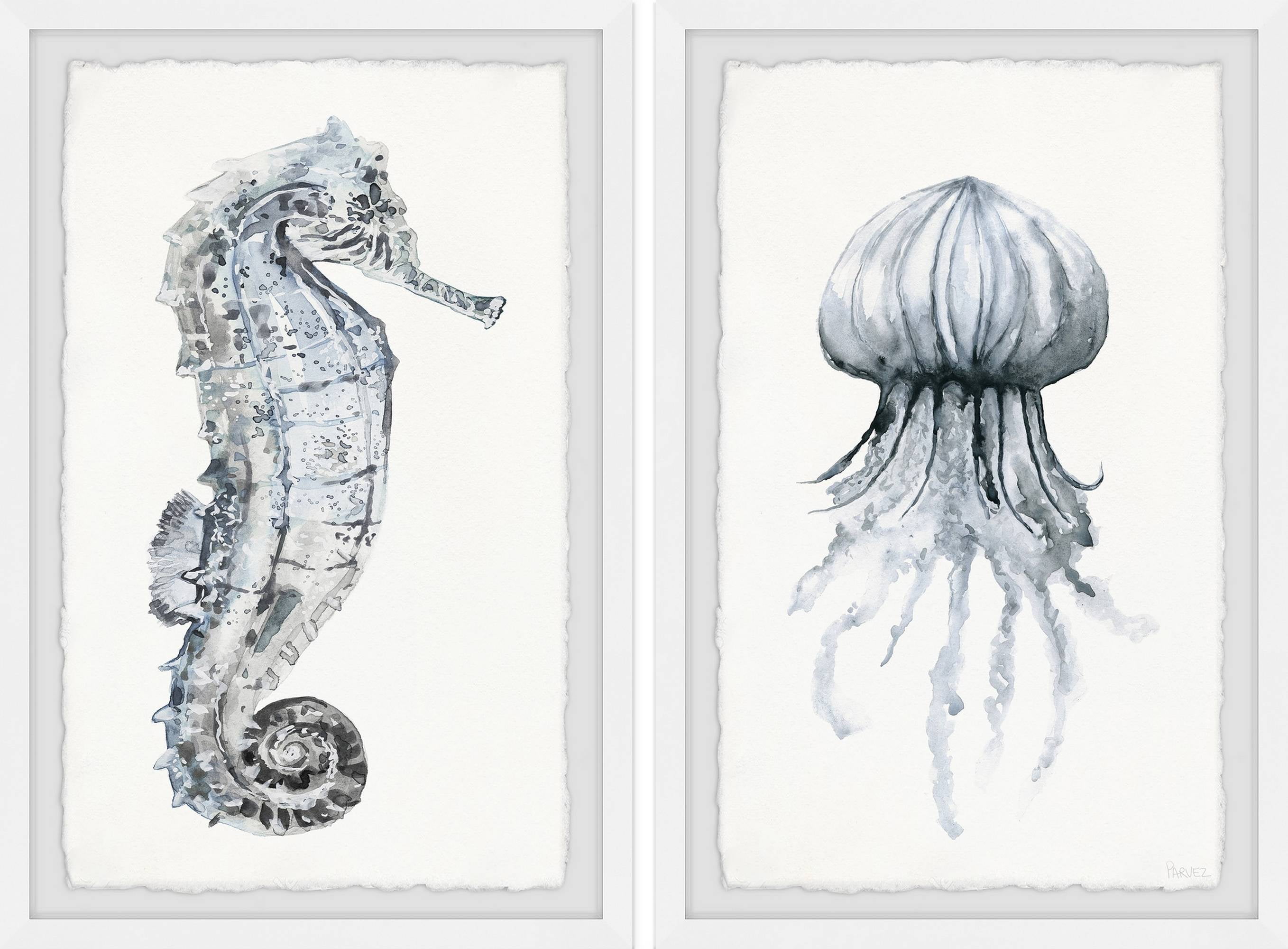 Parvez Taj Seahorse and Jellyfish Diptych