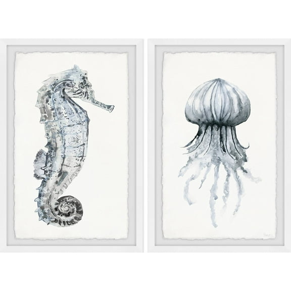 Parvez Taj Seahorse and Jellyfish Diptych