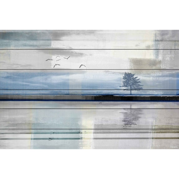 Parvez Taj Shimmering Reflection White Wood Wall Art, 30" x 45"