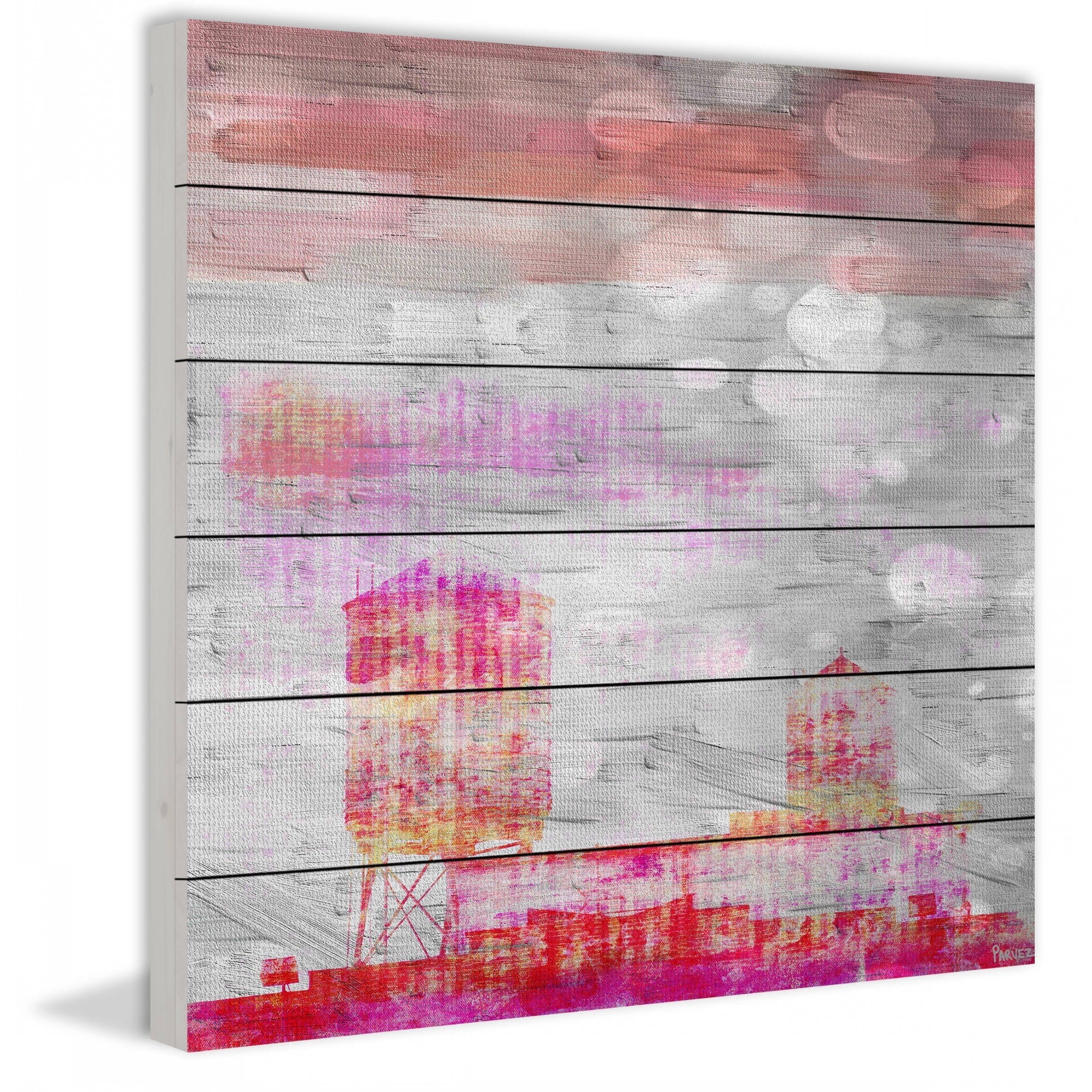 Parvez Taj "Silos in Color" Print on White Wood