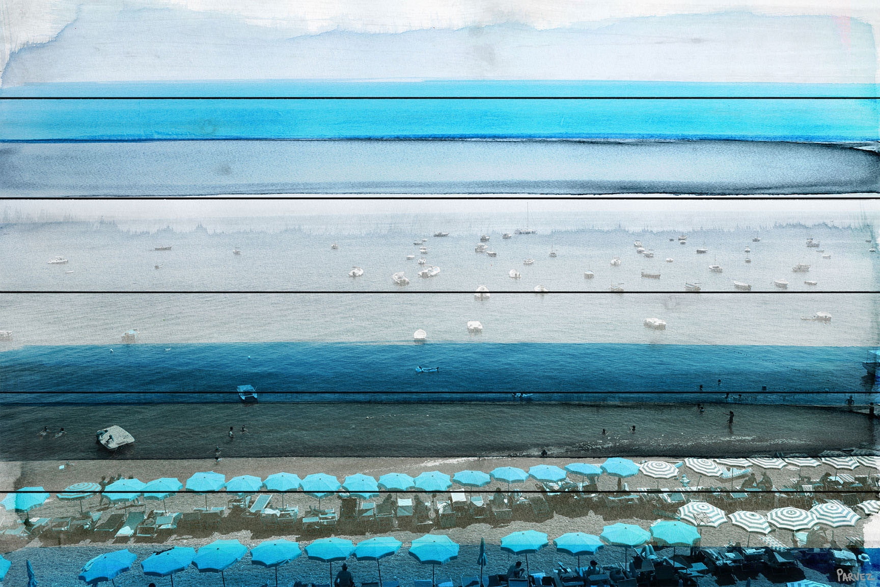 Parvez Taj Spiagga White Wood Wall Art