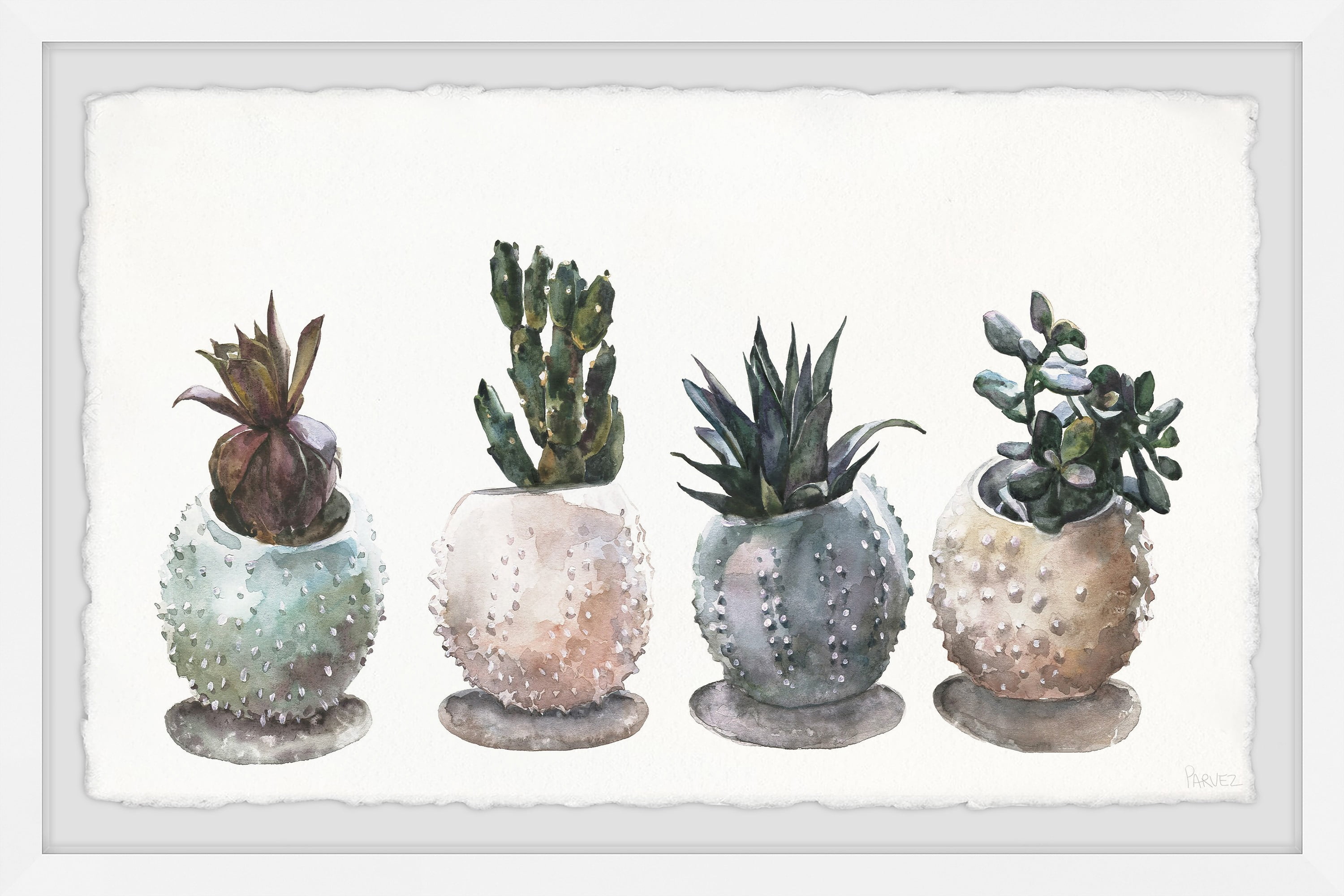 Parvez Taj Spiky Pots Framed Wall Art