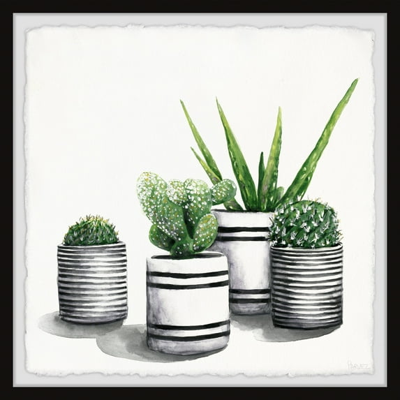 Parvez Taj Stripey Pots Framed Wall Art