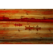 Parvez Taj - Sunset Paddle Painting Print on Natural Pine Wood - Multi-Color 60 x 40