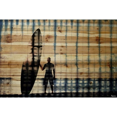 Parvez Taj Surf at Dusk Pinewood Wall Art, 8" x 12"