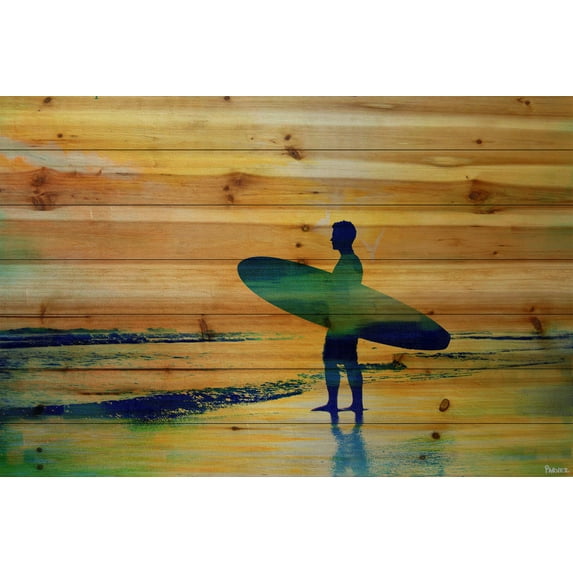 Parvez Taj Surf at Dusk Pinewood Wall Art
