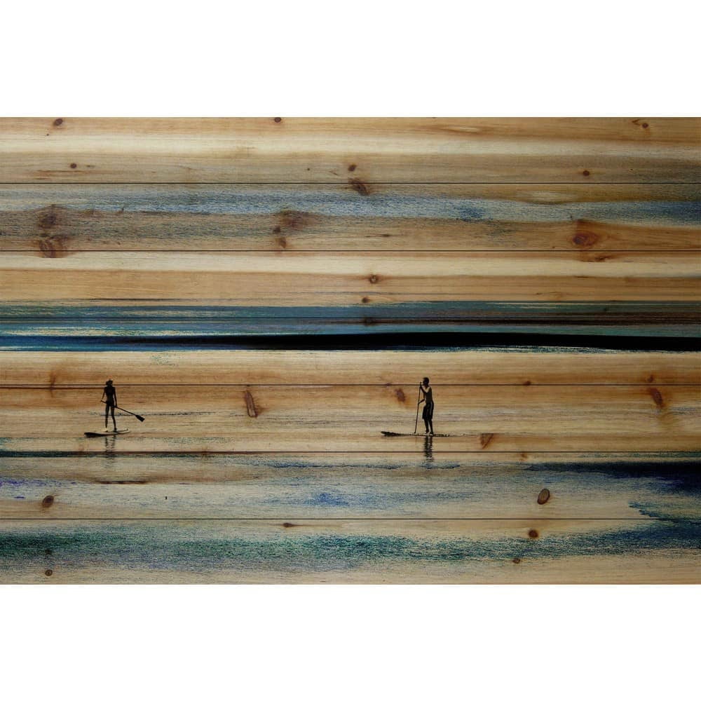 Parvez Taj Surfboard Paddling Pinewood Wall Art, 30" x 45"