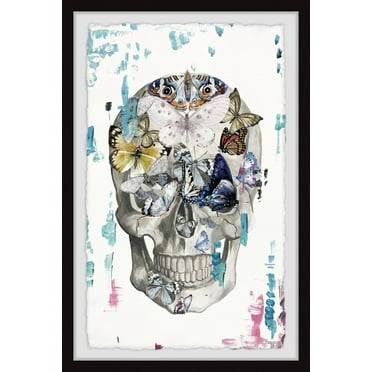Parvez Taj "Tainted Butterfly Skull" Framed Painting Print