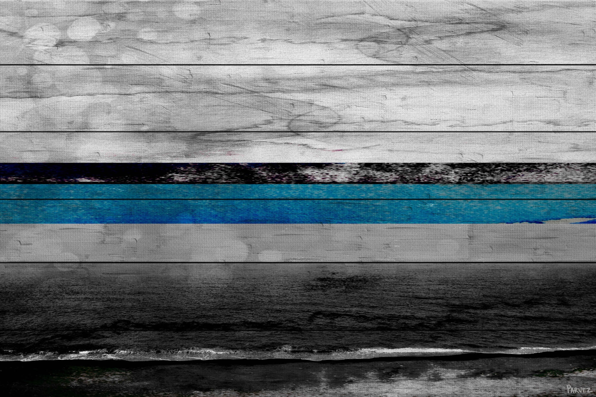 Tamula Abstract Blue and Gray Framed Print on Wood