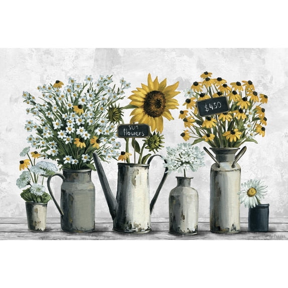 Parvez Taj Tin Can Flowers Painting Print on Wrapped Canvas
