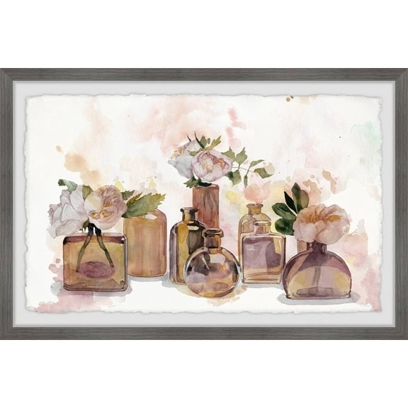 Parvez Taj Topaz Clear Bottles Framed Wall Art