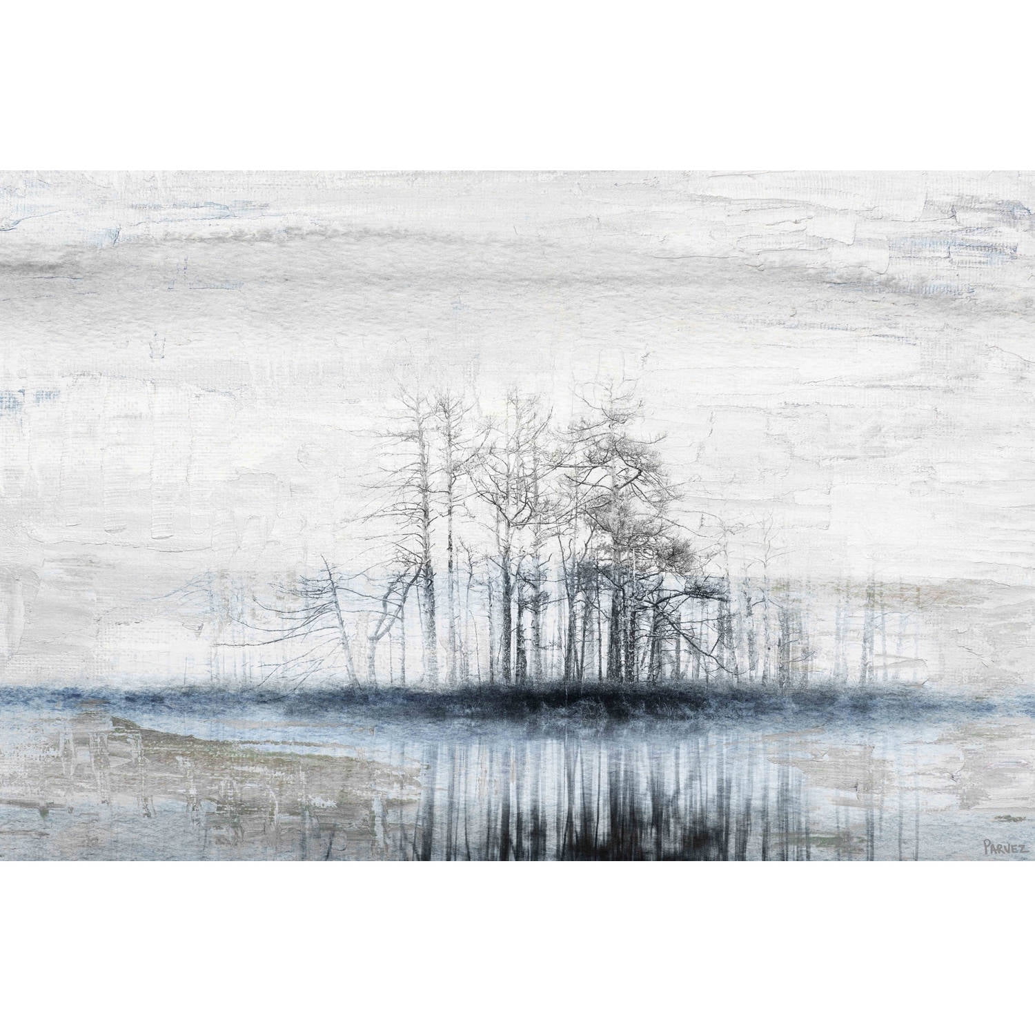 Tree Island Blue and White Canvas Wall Art