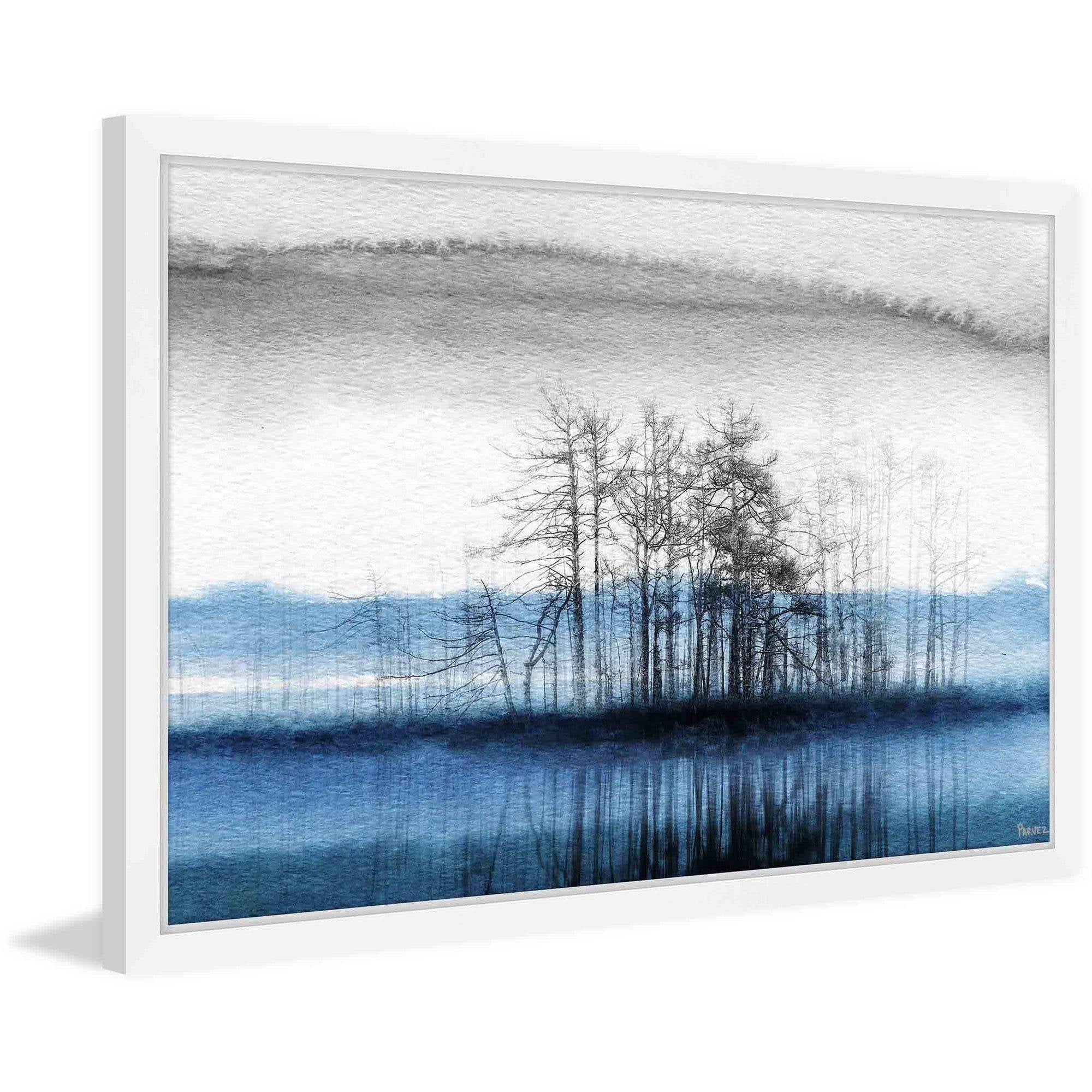Parvez Taj  - 'Tree Isle Reflects' Framed Painting Print 36 x 24