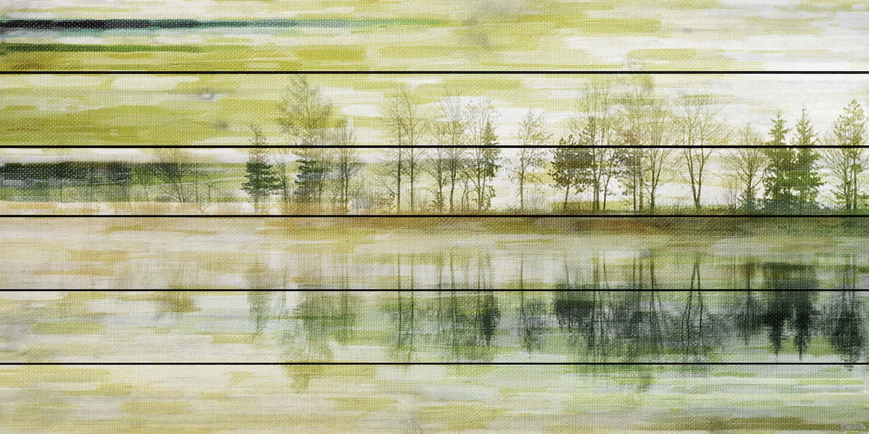 Nature-Inspired Horizontal Framed Canvas Print in Green and Beige