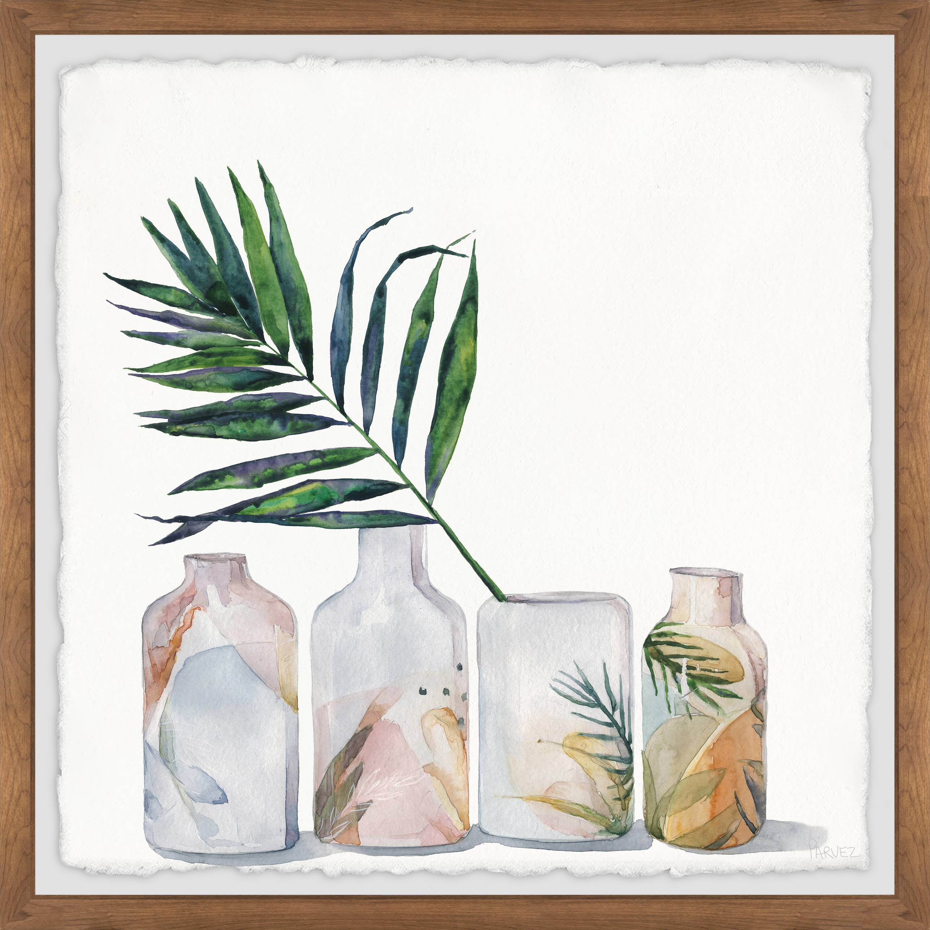 Framed Tropical Palm Leaf Print on Canvas, 12" x 12"