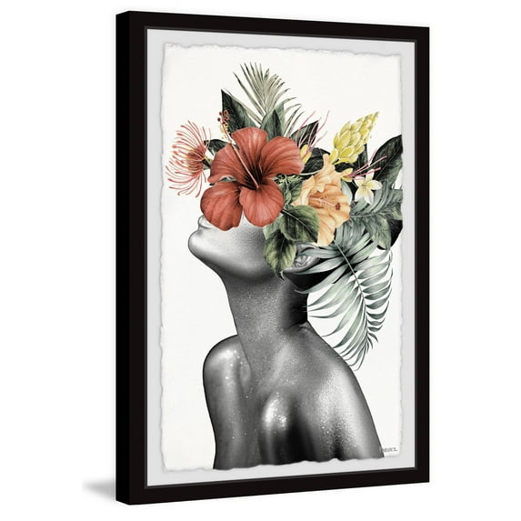 Parvez Taj "Tropical Bloom" Framed Painting Art Print, 8.00" x 1.50"