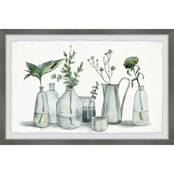 Parvez Taj Tropical Plants in Glass Framed Painting Print
