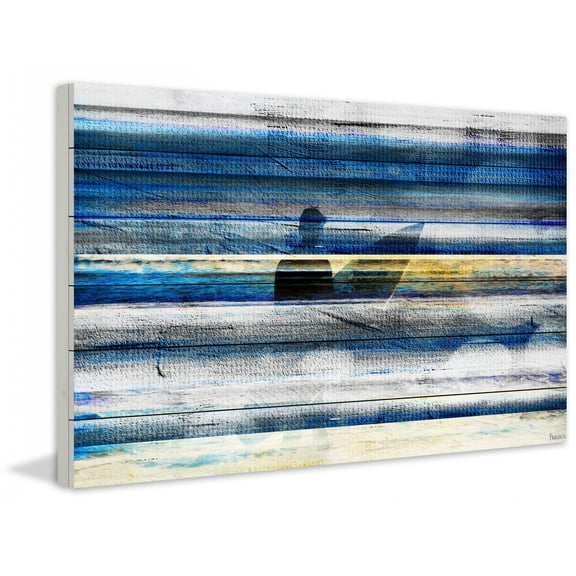 Parvez Taj - "Waiting for Waves" Print on White Wood - Multi-Color 45 x 30