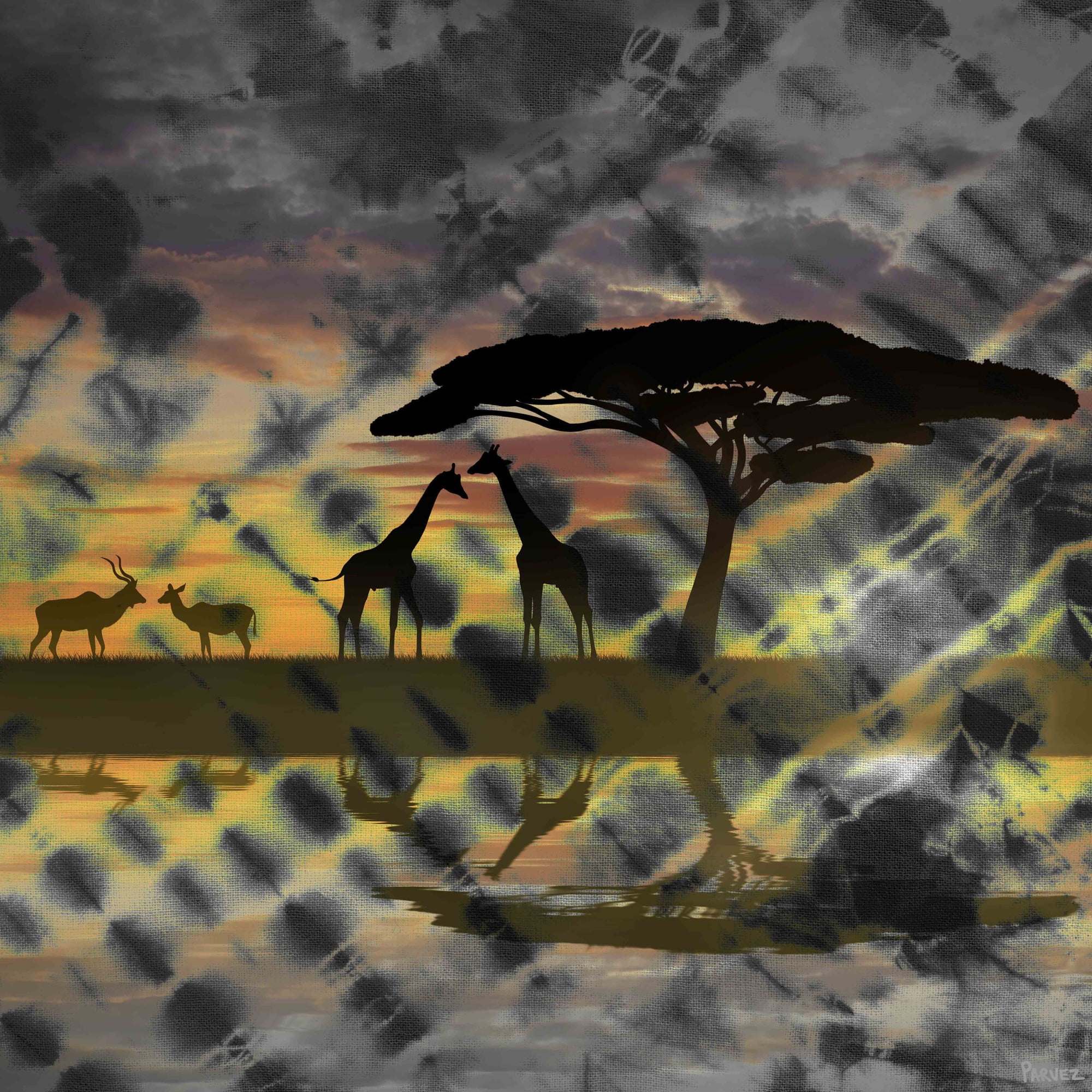 Parvez Taj "Walk at Dusk" Print on Canvas