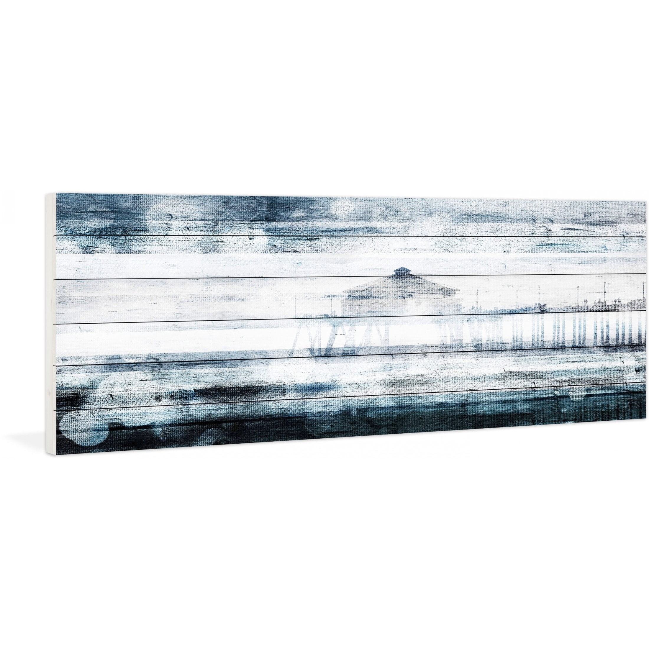 Parvez Taj "Waterspotted Pier" Print on White Wood