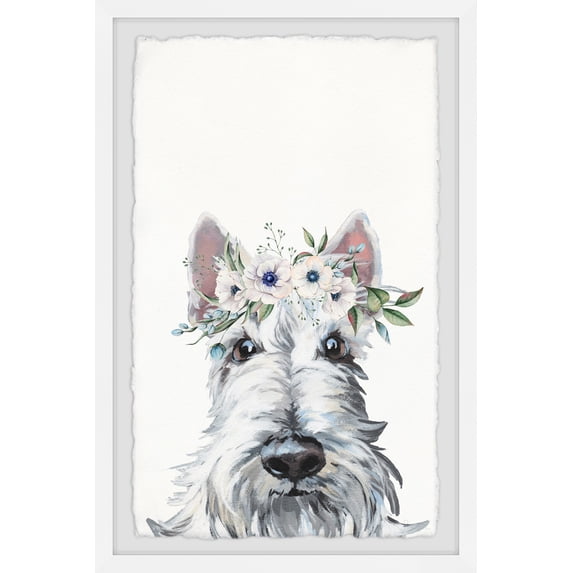 Parvez Taj White Dog Crown Framed Wall Art