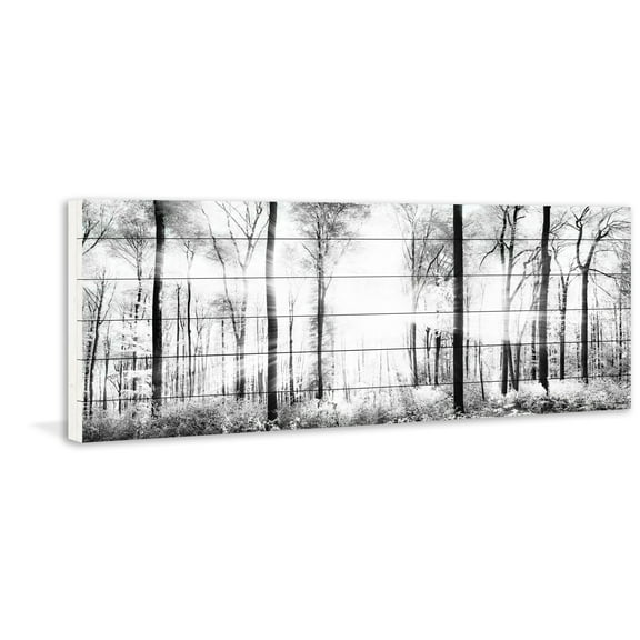 Parvez Taj White Light Forest White Wood Wall Art, 10" x 30"