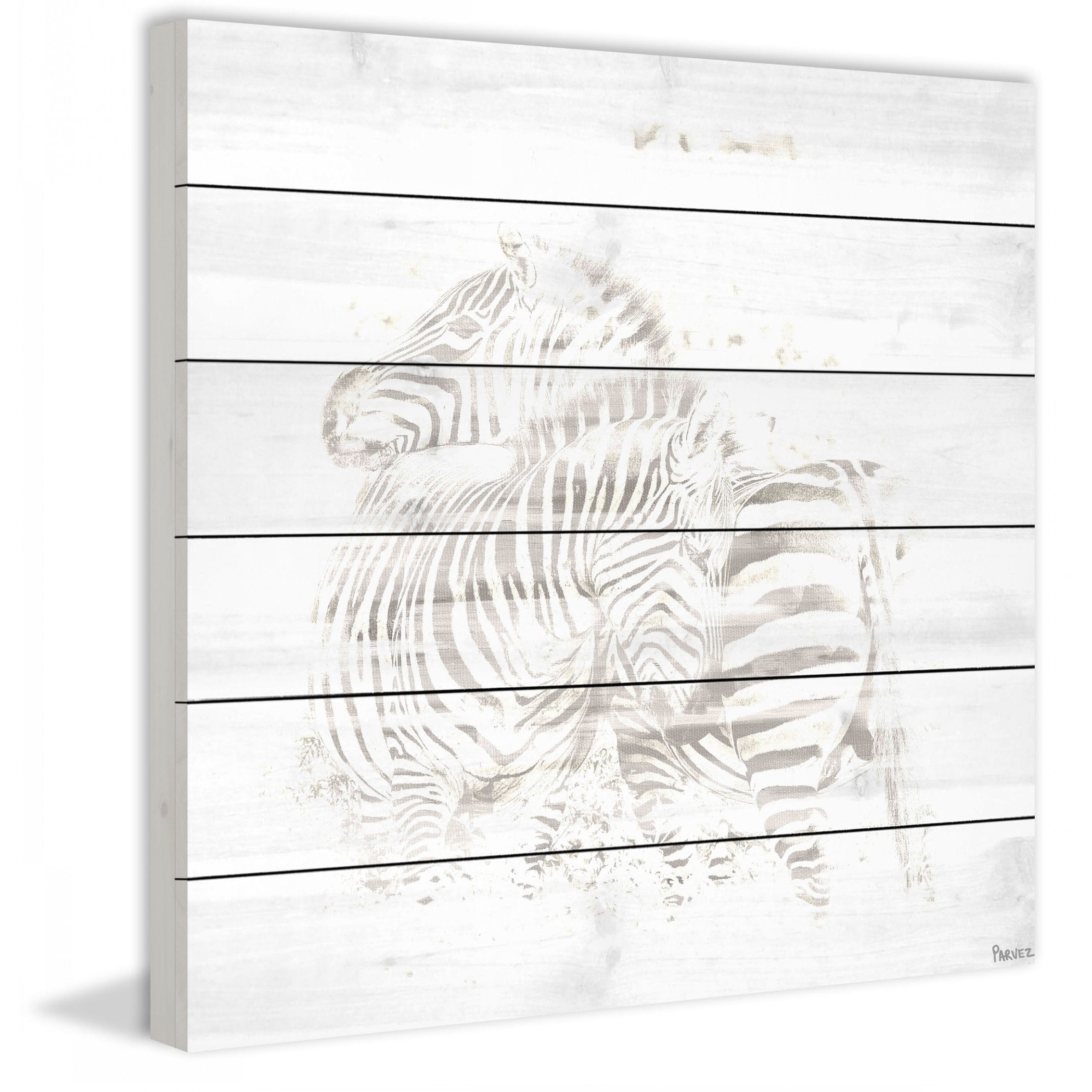 Parvez Taj "White Stripes" Print on White Wood