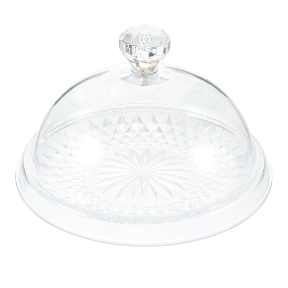 1 set of Plastic Cover Tray Smooth Cake Serving Tray Western Food Round Plate