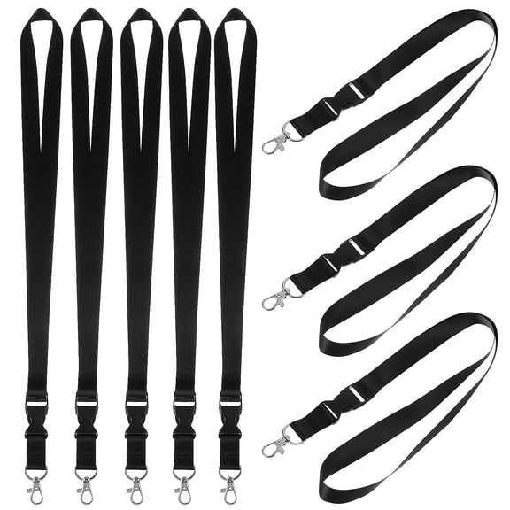 TABLZONE 10Pcs ID Lanyard Nylon Black Neck Strap Flat Safety Breakaway Medical Profession Outdoor Use
