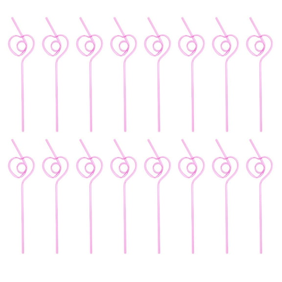 Pink Heart Shape Straws for Home Use Made of Safety Plastic Perfect for Valentine's Day Party 6.7 Inches