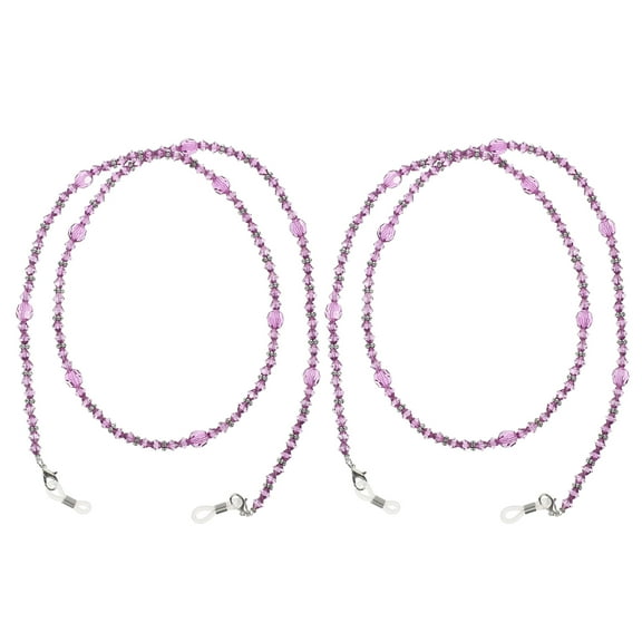 Purple Acrylic Glasses Chain for Eyeglass Holders Fashion Beading Necklace to Prevent Falling During Sports 2 Pcs