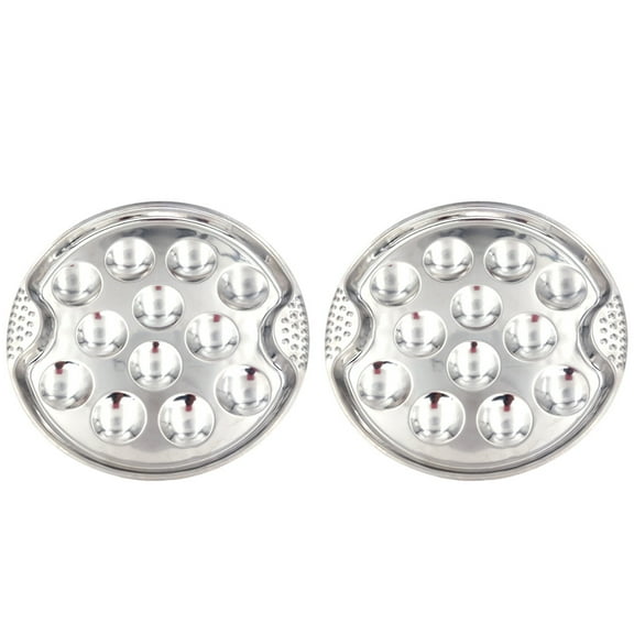 Parvistic 2pcs Practical Restaurant Escargot Plate Barbecue Escargot Stainless Steel Dish