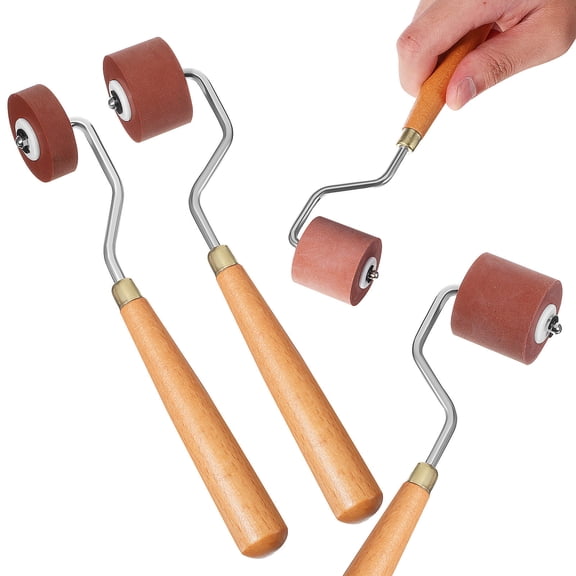 HOMEMAXS 3Pcs Brown Rubber Rollers for Printing Crafting Professionals