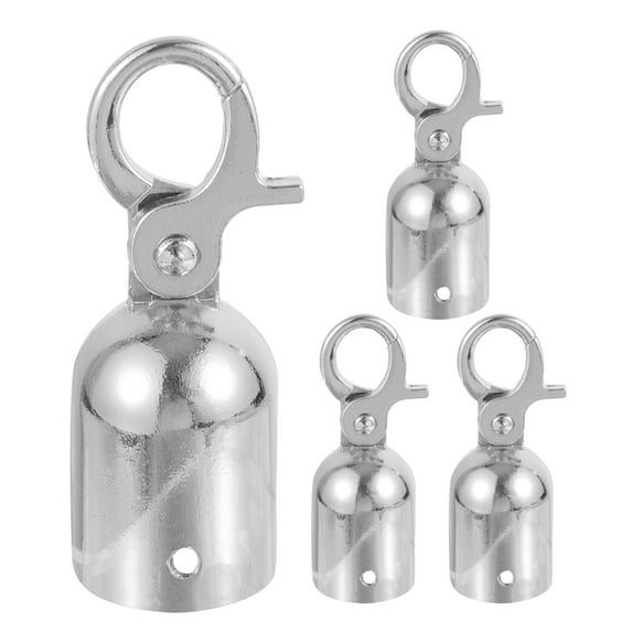 HOMEMAXS Aluminum Alloy Rope End Cap with Snap Hook for Cord 4pcs Silver