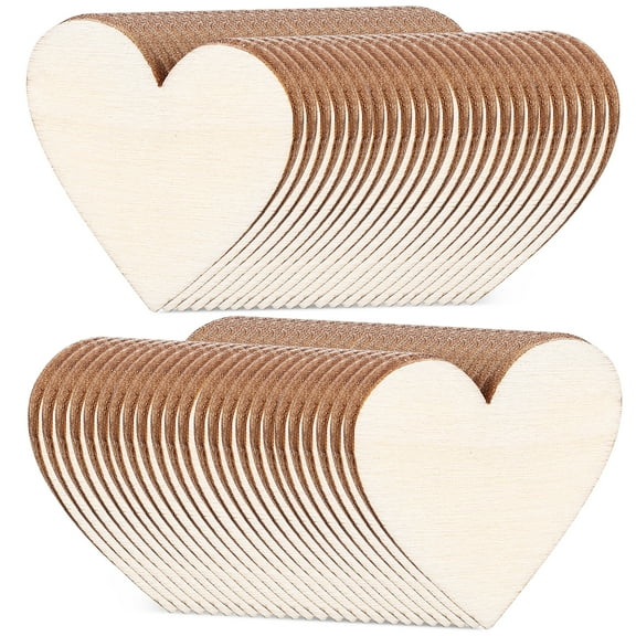 STRANDCHIC small heart sewing wood crafts Wooden Hearts Beige 50Pcs