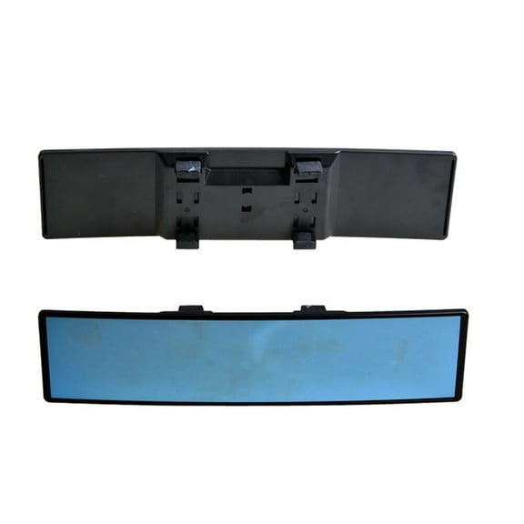 Parvistic Universal Car Rear View Mirror Wide Angle Blue Glass Panoramic Anti-dazzling Interior Rearview Mirror Large Vision 280mm Curved Mirror (Black)