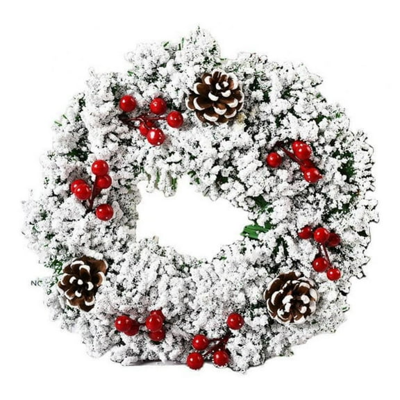 Parvusli 24 inch Christmas Garland Wreaths with Pine Cones,Plaid Bows,Red Berry Xmas Wreaths
