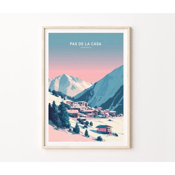 Pas de la Casa Andorra Alpine Snow Village Wall Art Home Decor Unframed Paper Print