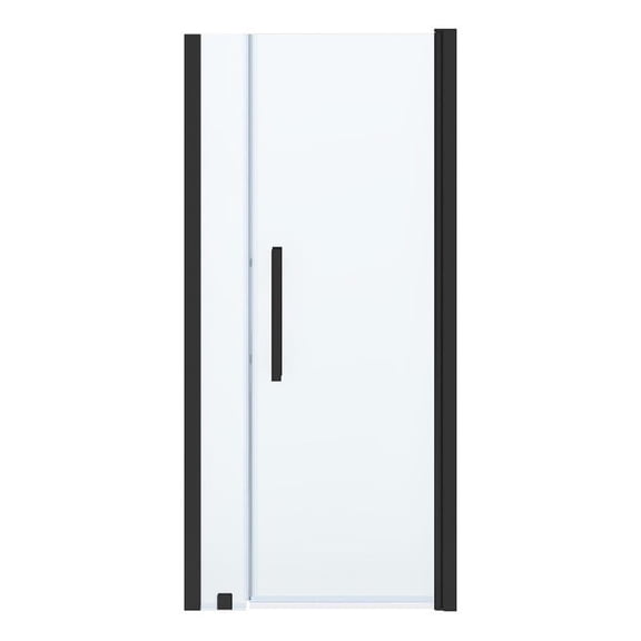 Pasadena 35 in. W x 72 in. H Frameless Pivot Alcove Shower Door in Black