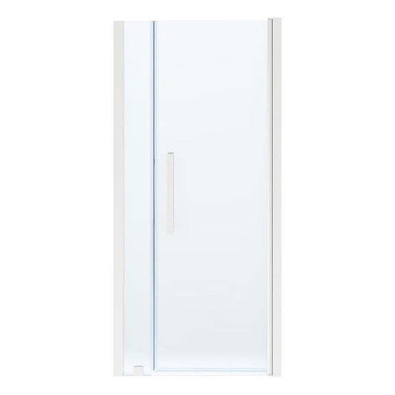 Pasadena 35 in. W x 72 in. H Frameless Pivot Alcove Shower Door in Satin Nickel