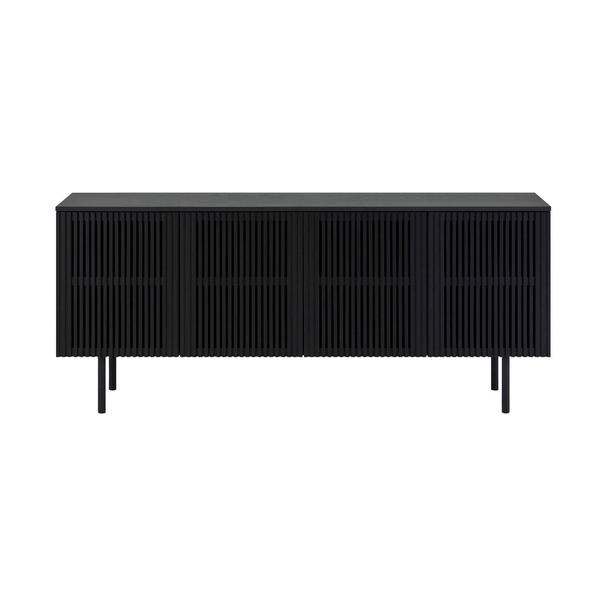 Pasadena Black Oak Wood 66" 4-Door Buffet Cabinet
