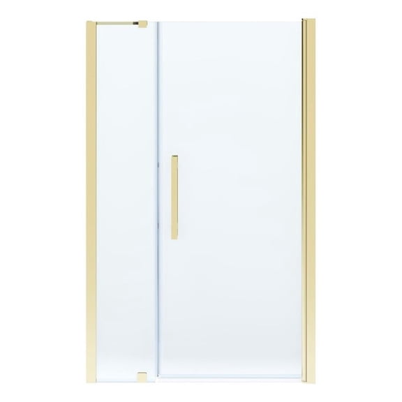 Pasadena 47 in. W x 72 in. H Frameless Pivot Alcove Shower Door in Brushed Gold
