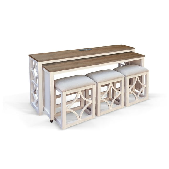 Pasadena 5-Piece Nesting Console Table with Stools