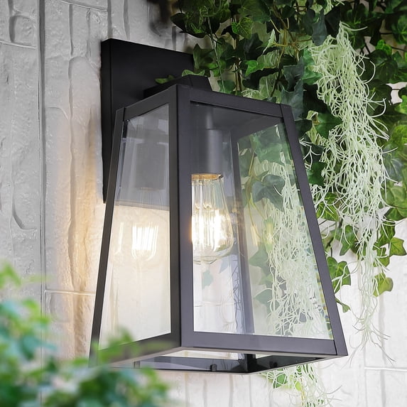 JONATHAN Y Pasadena 9" Iron/Glass Modern Industrial Angled LED Outdoor Sconce, Black