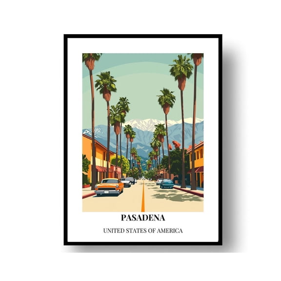 Pasadena California City Travel Wall Art Decor Unframed Paper Print