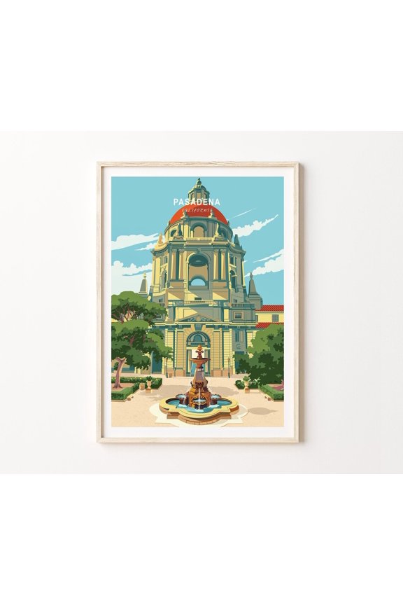 Pasadena California Scenic City Travel Wall Art Home Decor