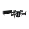 thumbnail image 1 of Pasadena Erie 6 Piece Round Dining Set with Buffet in Black Oak Finish with Paper Cord Chairs, 1 of 8
