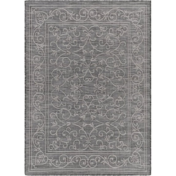 Pasadena PSA-2357 5'1" x 7' Area Rug in Black and Medium Gray
