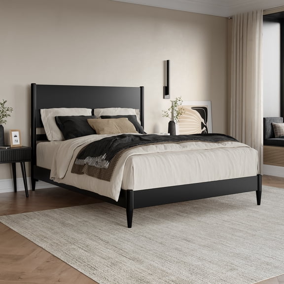 Pasadena Queen Solid Wood Low Profile Platform Bed in Black