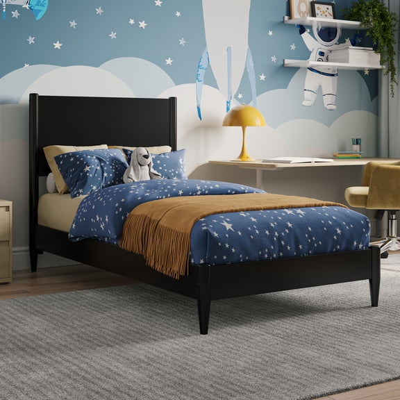 Pasadena Twin Solid Wood Low Profile Platform Bed in Black